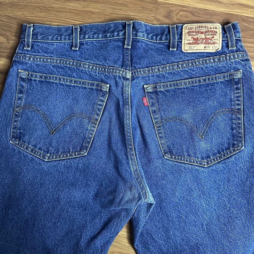 Vintage Y2K Levis 517 Bootcut Jeans Mens 38x32 Dark Wash Red Tab Western Cowboy